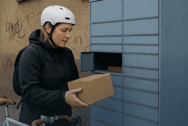 online shopper getting parcel from locker