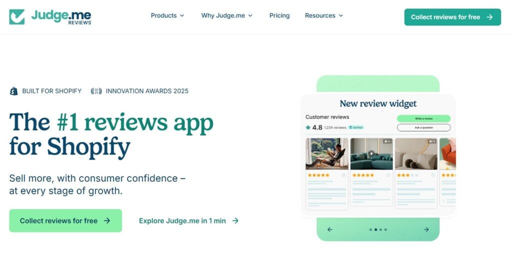 screenshot judge.me homepage